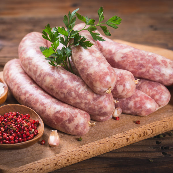 Pasture raised Free range pork sausages - 6 Pack  (Tamworth, gluten free  frozen)