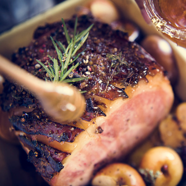 Pasture raised Free range dry cured ham, oak smoked