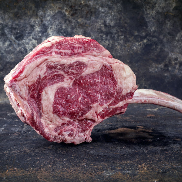 Un-aged Grass Fed Beef Cote de Boeuf Rib Eye Sharing Steak on the bone, (unaged, quick-frozen)