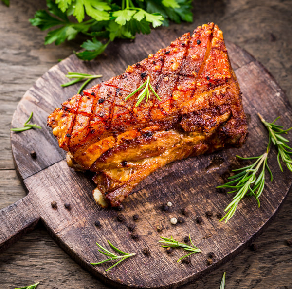 Unaged Pasture raised Free range pork loin roast with crackling boned (unaged, quick frozen)