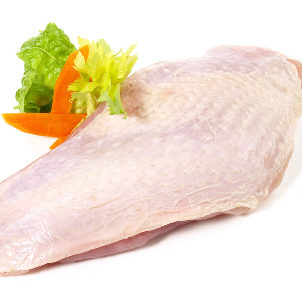Free range turkey breast (skin on, boned) (frozen)